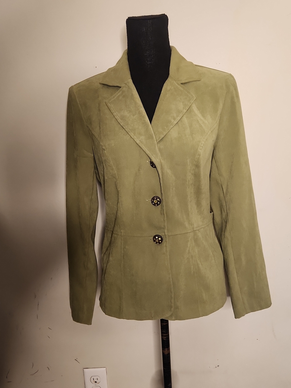 Y2K Trendy Olive Green Faux Suede Blazer
